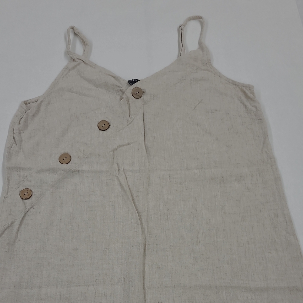 Timing Tan Spaghetti Strap Button Dress Size L - Picture 3 of 9